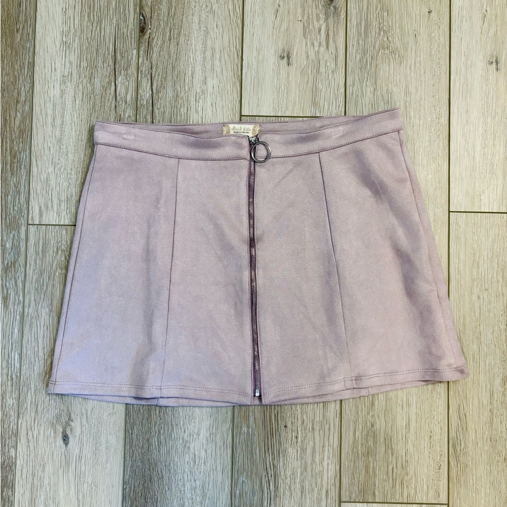NWOT Altar'd State lavender pastel Purple Mini velour Skirt Easter front zipper